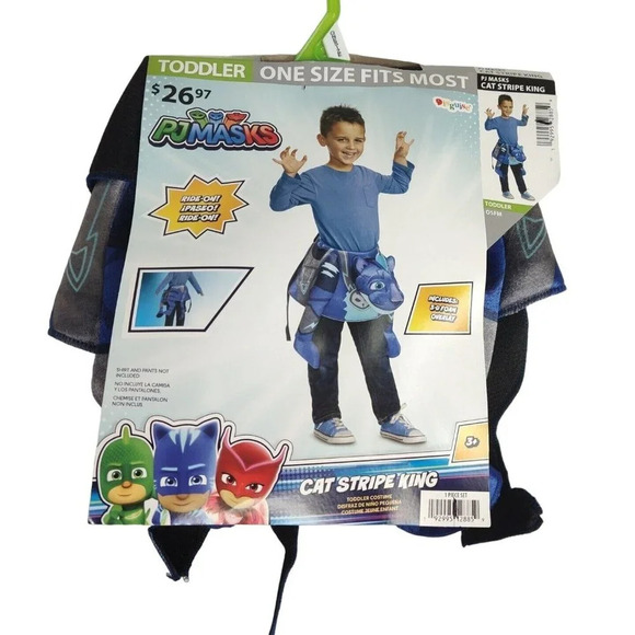 PJ Masks Blue Cat Stripe King Catboy Costume Toddler Boys Girls One Size Fit Mos - Picture 3 of 11